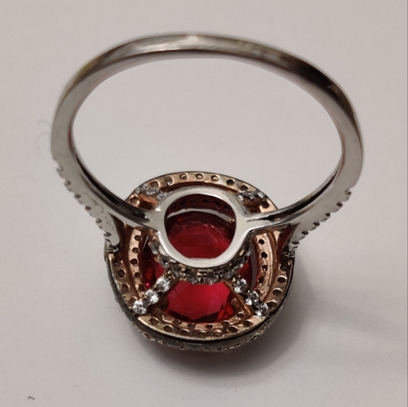 Stunning Ruby and CZ Sterling Silver Ring - Picture 9 of 16